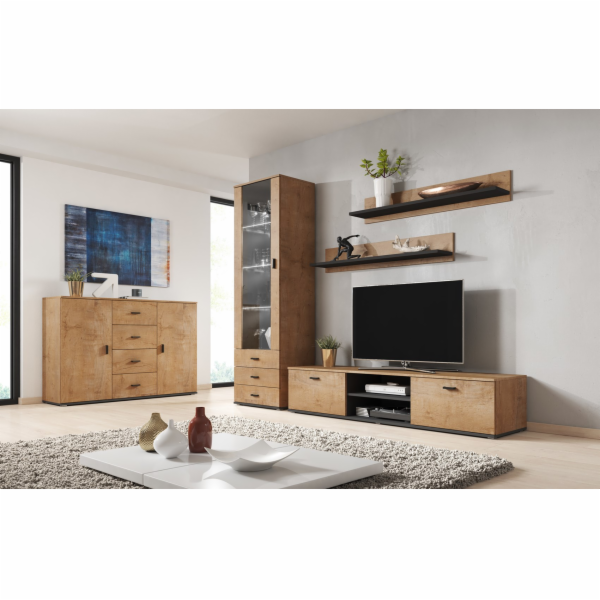 Cama vitrína SOHO S1 dub lefkas/černá