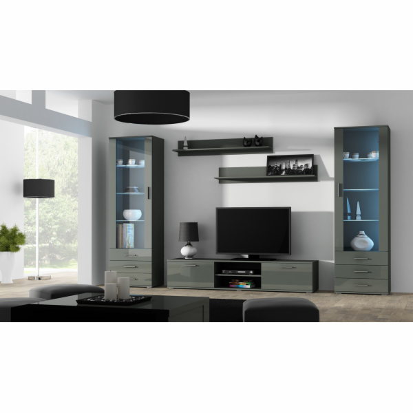Cama vitrína SOHO S1 šedá/šedá lesk