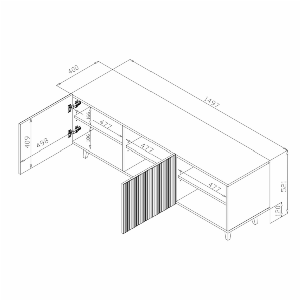 Cama RTV skříňka PAFOS 150x42x52 Černá mat