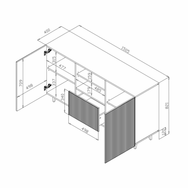 Cama Commode PAFOS 150x42x82 Černá matná