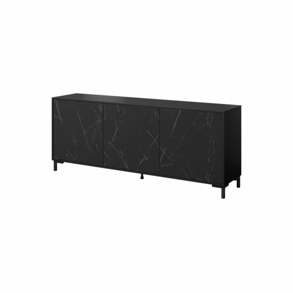 MARMO 3D komoda 200x45x80 5 cm matná černá/mramorová černá