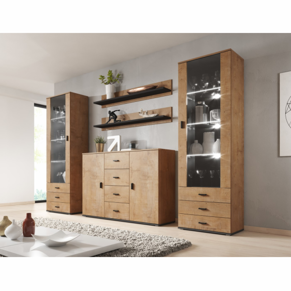 Cama obývací příborník UNI lefkas dub/černá