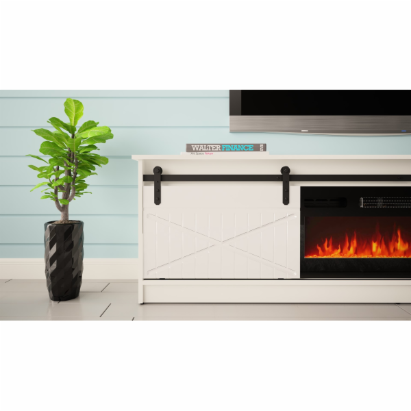 RTV GRALERO + krbová skříň 200x56,7x35 bílá/bílý lesk