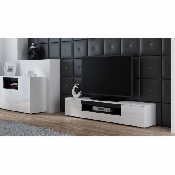 Cama TV stolek VIVA 180 bílá/bílý lesk + černá