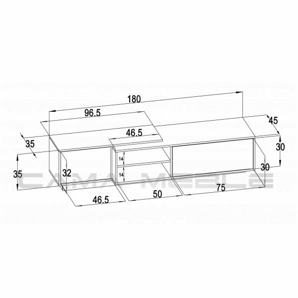 Cama TV skříňka SIGMA1 180 dub sonoma/bílý lesk