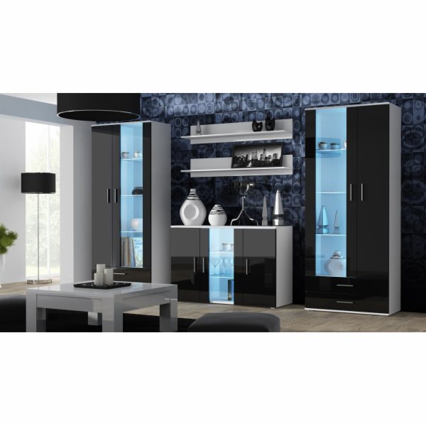Příborník Cama 120 cm SOHO S7 bílá/černý lesk
