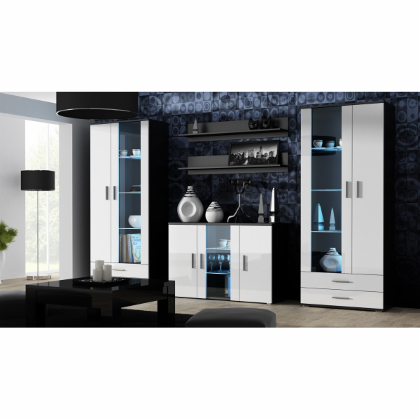 Příborník Cama 120 cm SOHO S7 černo/bílý lesk
