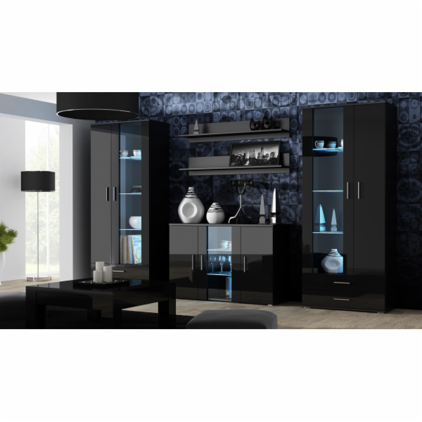 Příborník Cama 120 cm SOHO S7 černá/černý lesk