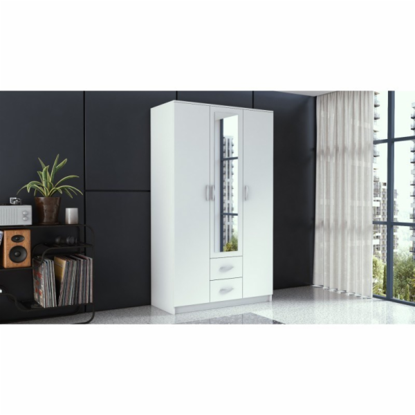 Topeshop ROMANA 120 BIEL ložnice šatní skříň 6 polic 3 dv...