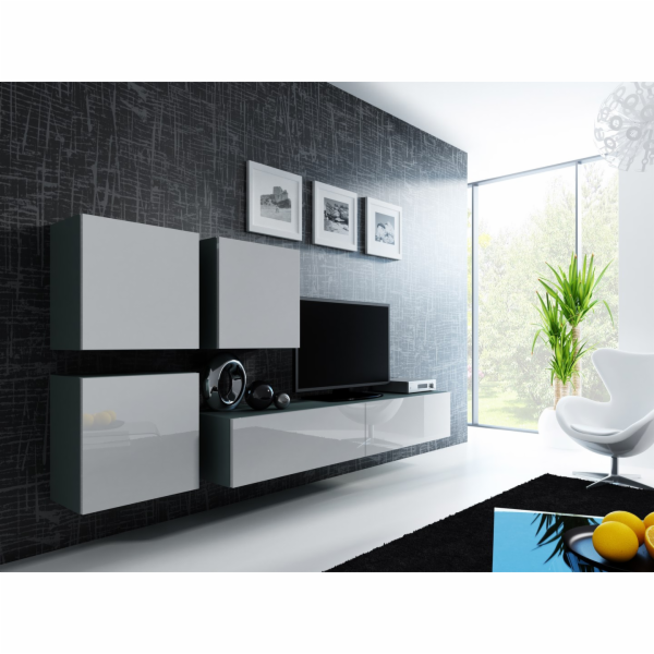 Cama Sestava obývací skříňky VIGO 23 šedo/bílý lesk