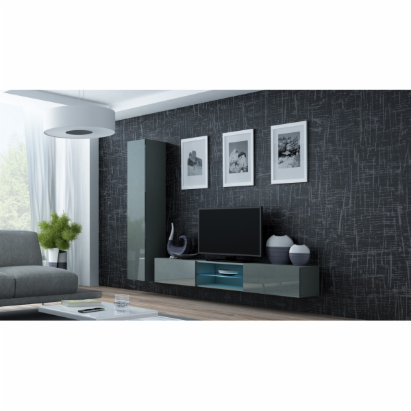 Cama Obývací skříň sestava VIGO 21 šedá/šedá lesk