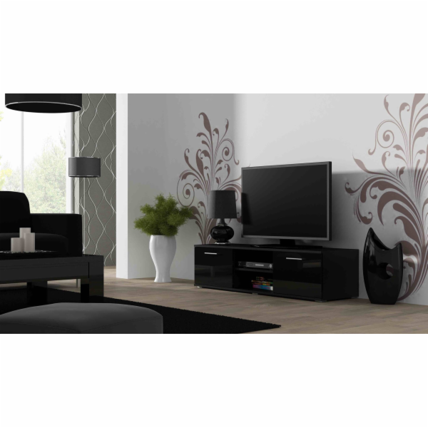 SOHO 7 set (skříň RTV140 + skříň S1 + police) Černá / Čer...