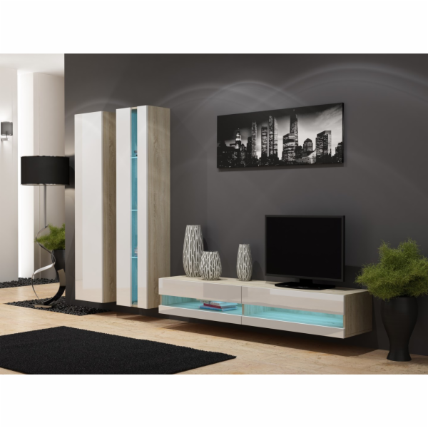 Cama Obývací skříň sestava VIGO NEW 5 sonoma/bílý lesk