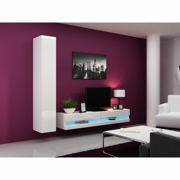 Cama Obývací skříň sestava VIGO NEW 9 bílá/bílý lesk