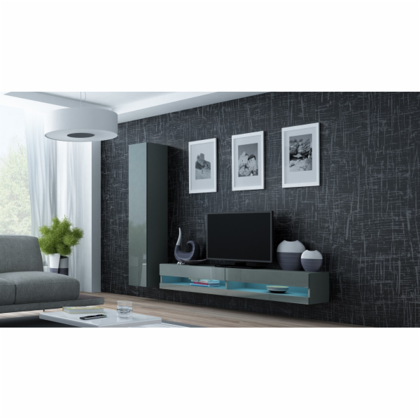 Cama Sestava obývací skříňky VIGO NEW 9 šedá/šedá lesk