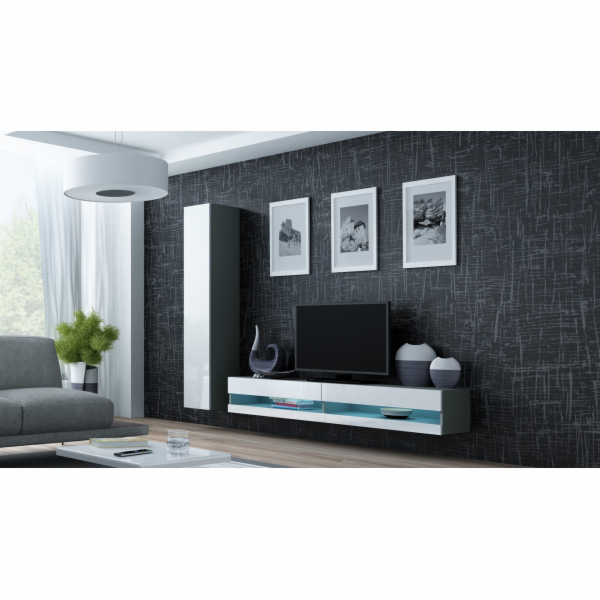 Cama Sestava obývací skříňky VIGO NEW 9 šedo/bílý lesk