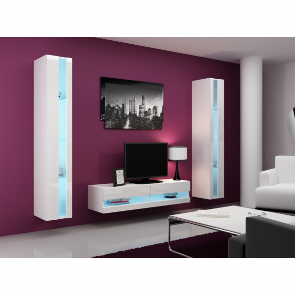 Cama Obývací skříň sestava VIGO NEW 12 bílá/bílý lesk