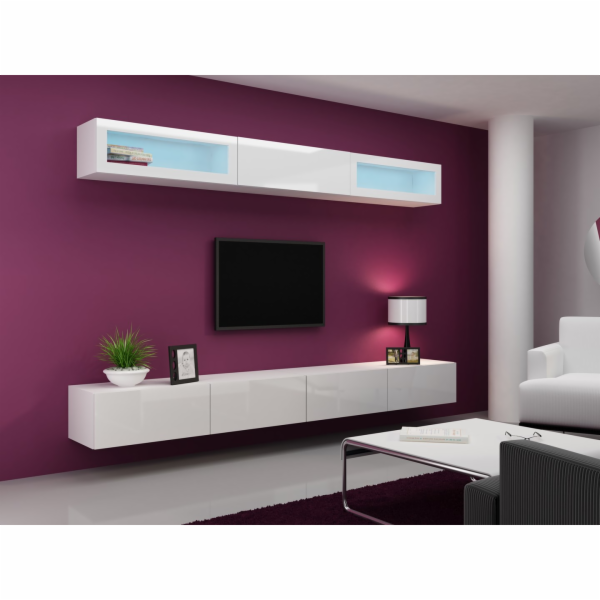 Cama Obývací skříň sestava VIGO 11 bílá/bílý lesk