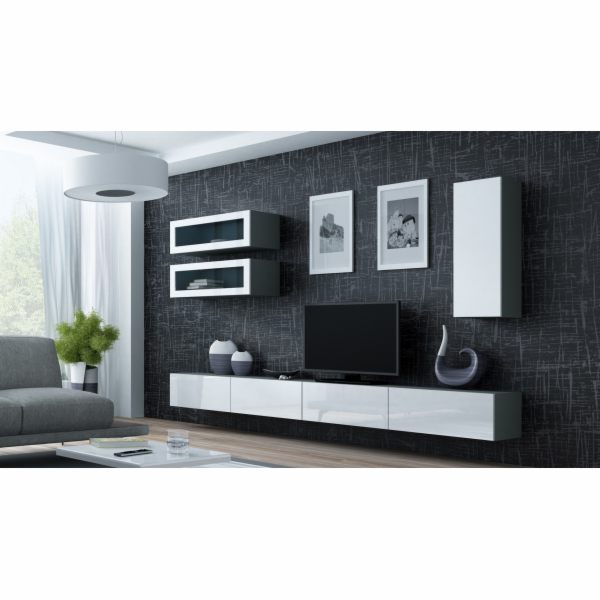 Cama Sestava obývací skříňky VIGO 11 šedo/bílý lesk