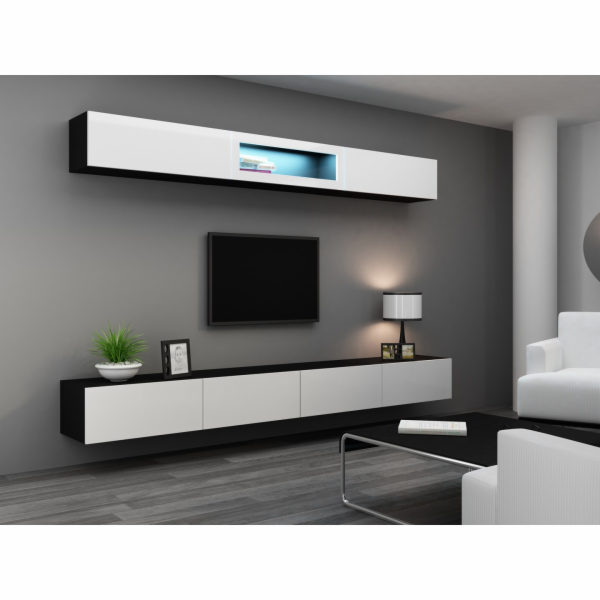 Cama Obývací skříň sestava VIGO 12 černo/bílý lesk