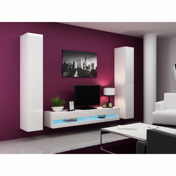 Cama Obývací skříň sestava VIGO NEW 4 bílá/bílý lesk