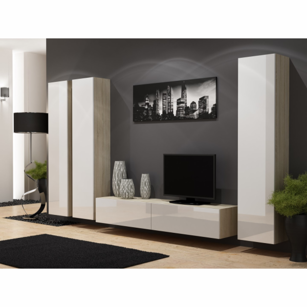 Cama Obývací skříň sestava VIGO 1 černá/sonoma lesk