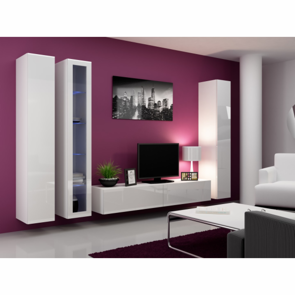 Cama Obývací skříň sestava VIGO 2 bílá/bílý lesk