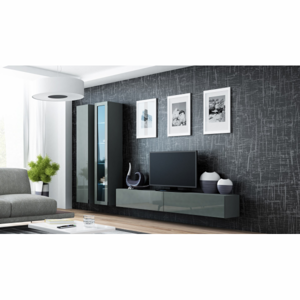 Cama Sestava obývacích skříní VIGO 3 šedá/šedá lesk