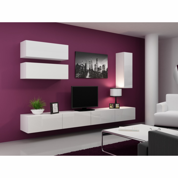 Cama Obývací skříň sestava VIGO 13 bílá/bílý lesk