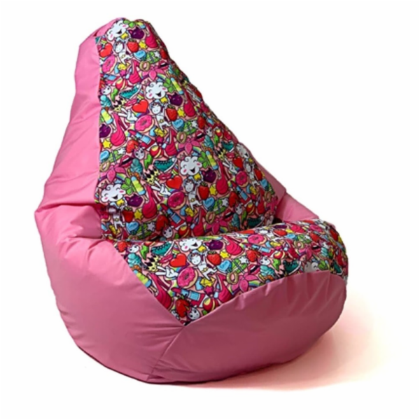 Sako bag pouffe s potiskem hrušek růžová víla XL 130 x 90 cm
