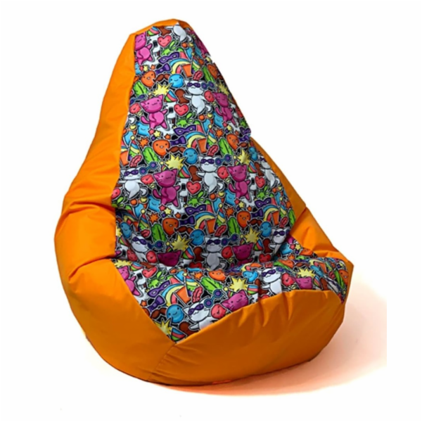 Sako taška pouffe hruška potisk oranžovo-víla 2 L 105 x 8...