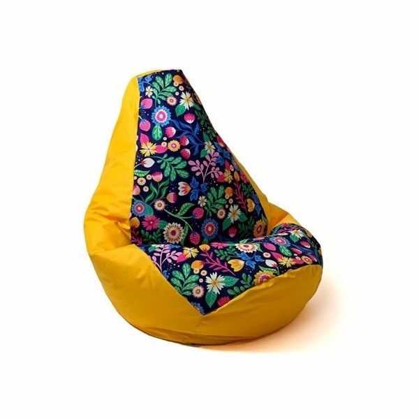Sako taška pouffe Potisk hrušek žluto-květ L 105 x 80 cm