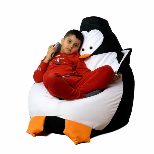 Sako taška pouf Penguin černá a bílá L 105 x 80 cm