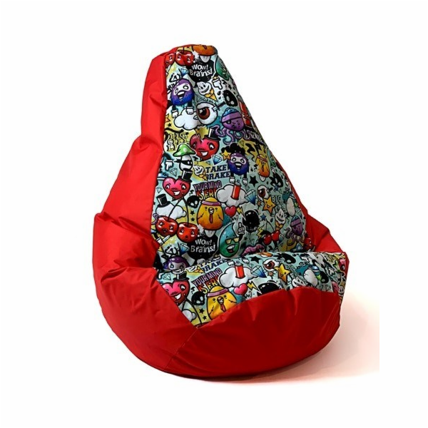 Sako bag pouffe Potisk hrušky červená-graffiti XL 130 x 9...