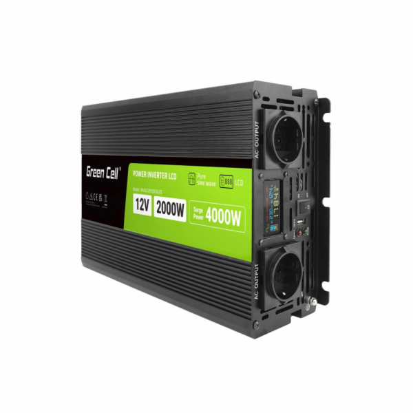 LCD převodník 12V 2000W/4000W Čistý sinus s displejem