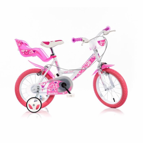 DINO bikes 144RN bílá, růžový potisk 14" dětské kolo