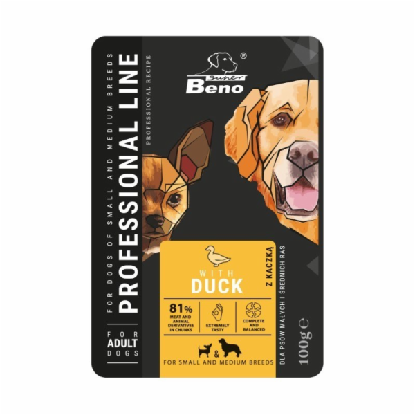 SUPER BENO Adult Small a medium Duck - Mokré krmivo pro p...