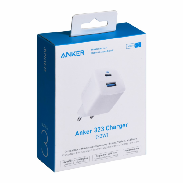 Anker 323 33W nabíječka 1x USB-A 1x USB-C bílá