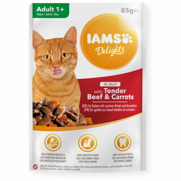IAMS Delights Adult Beef s mrkví v želé - vlhkém krmivu p...