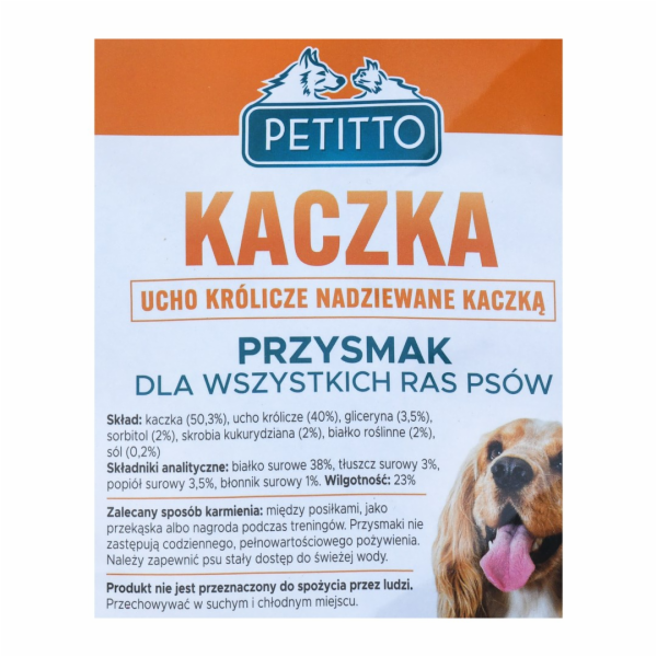 PETITTO Králičí ucho plněné kachnou - pamlsek pro psy - 5...