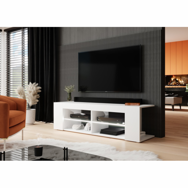 Cama TV skříňka RTV TEXAS 50/134/40 bílá/bílý lesk