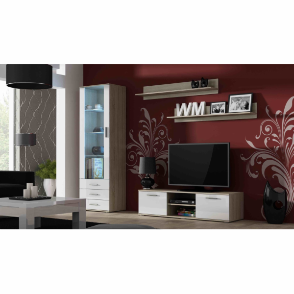 Cama vitrína SOHO S1 dub sonoma/bílý lesk