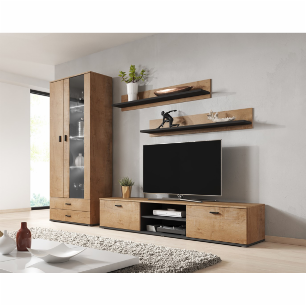 Cama vitrína SOHO S6 2D2S dub lefkas/černá