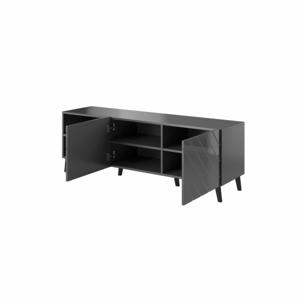 RTV skříň ABETO 150x42x52 grafit/lesk