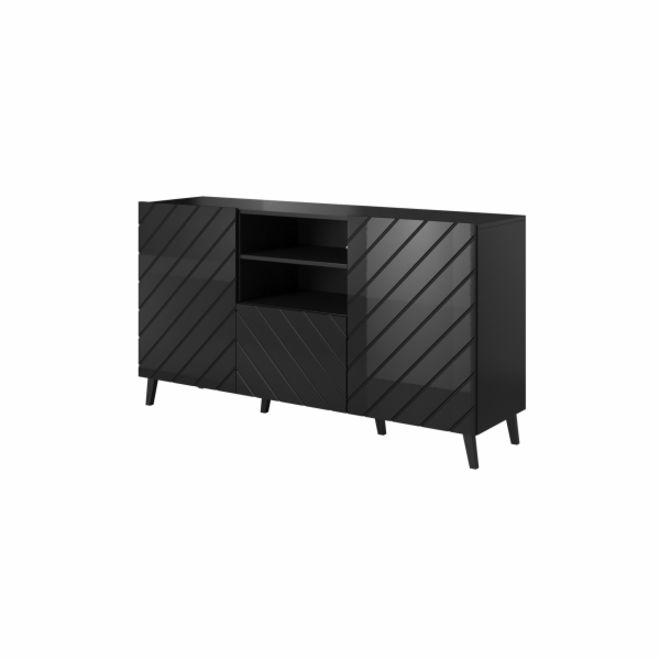 Komoda ABETO 150x42x82 lesk černá/černá