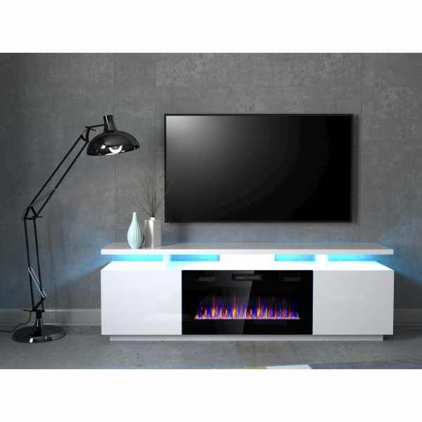 Skříň RTV EVA s elektrickým krbem 180x40x52 cm bílá/bílý ...