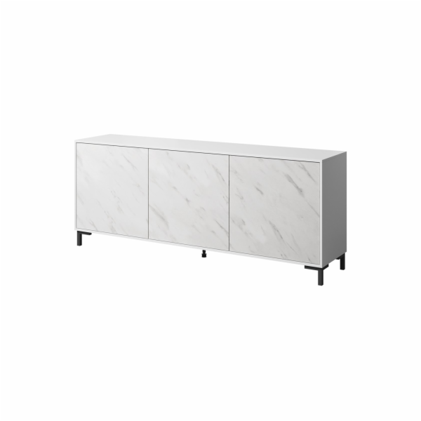 MARMO 3D komoda 200x45x80 5 cm bílá matná/mramorová bílá