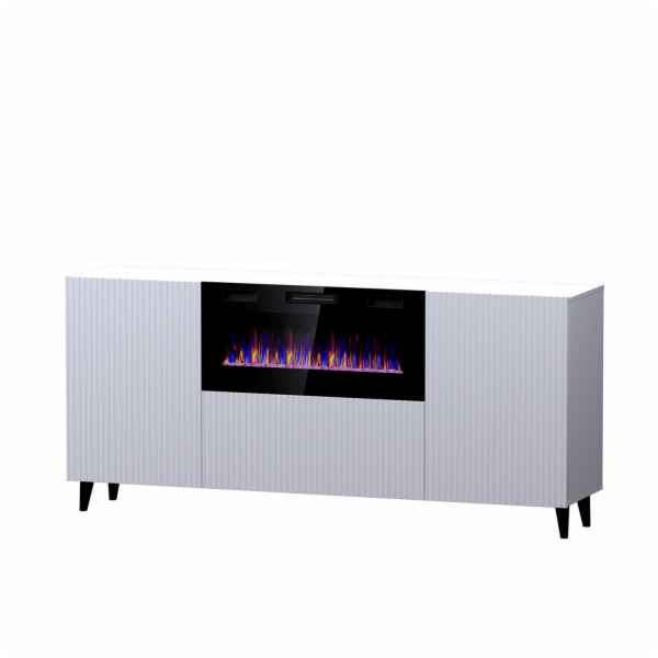 Komoda PAFOS s elektrickým krbem 180x42x82 cm bílá mat