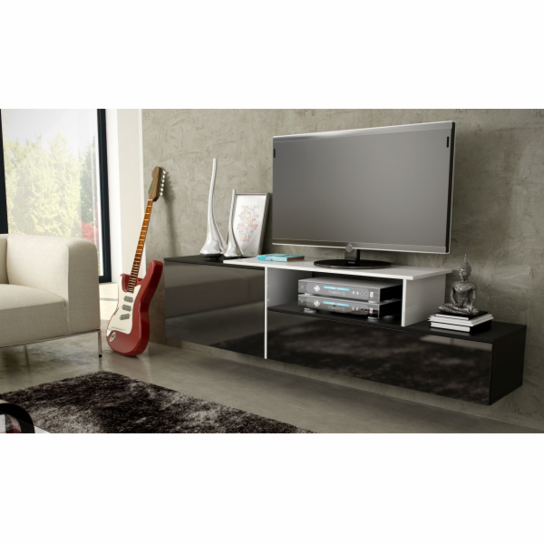 Cama SIGMA 3 180 TV skříň černá/černé dřevo + bílá