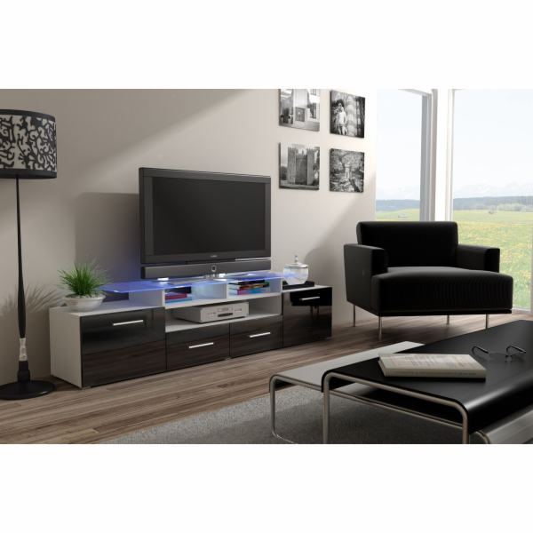 Televizní stolek Cama EVORA 200 bílá/černý lesk